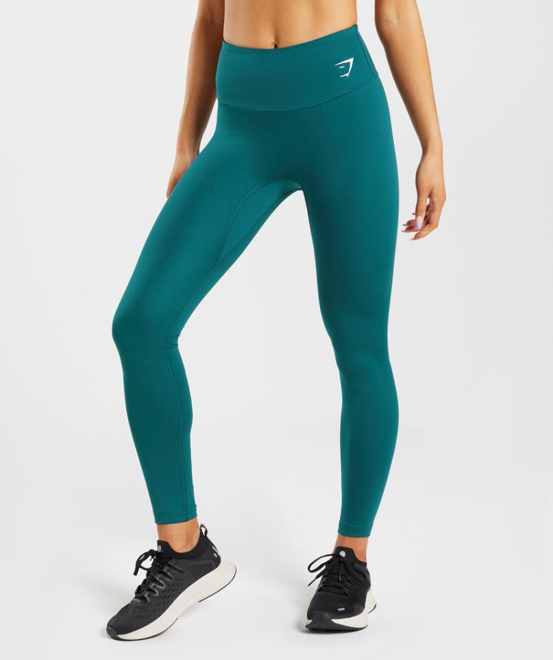 Legginsy Gymshark Fraction Damskie Turkusowe | PL 602XZB